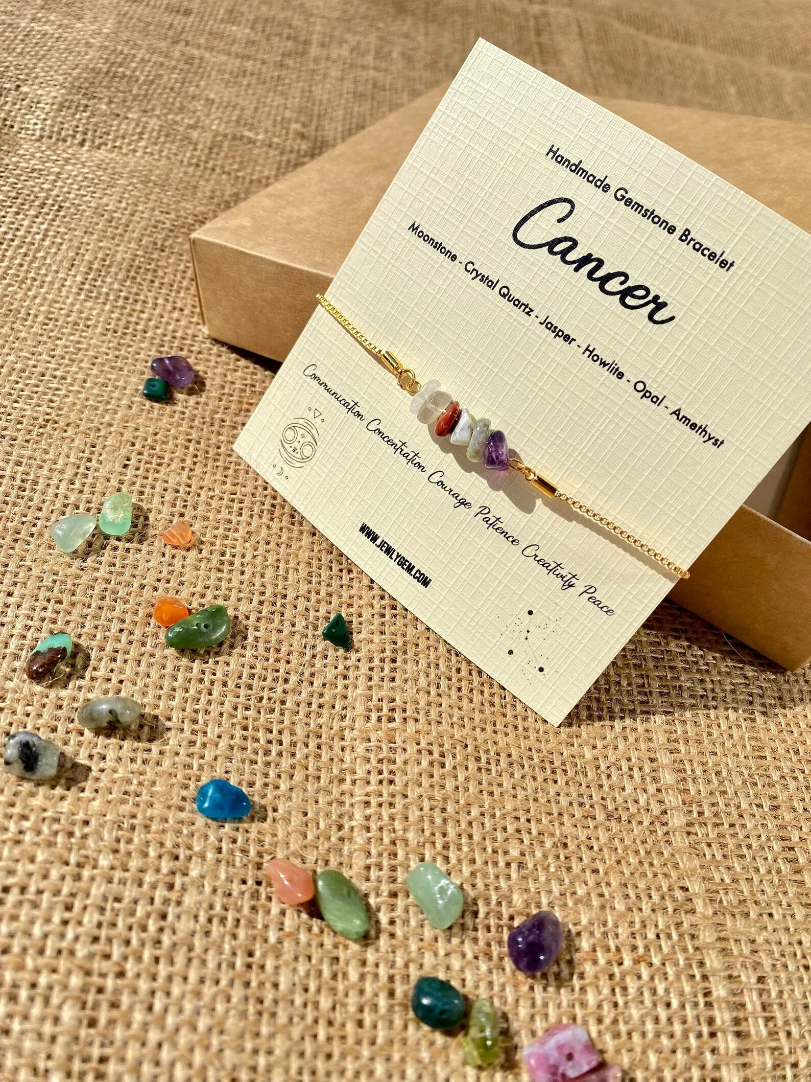 Cancer Zodiac Gemstone Bracelet