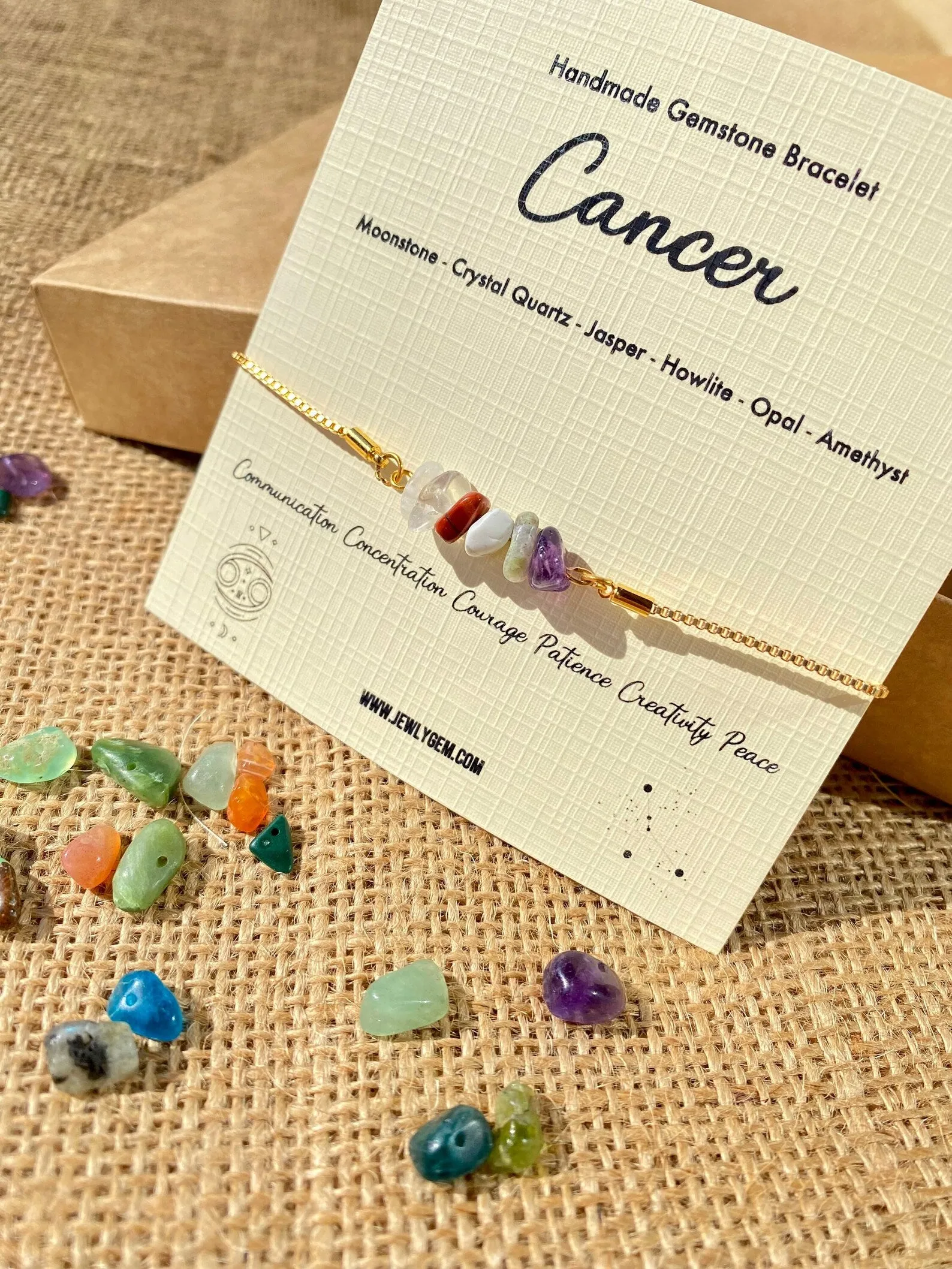 Cancer Zodiac Gemstone Bracelet