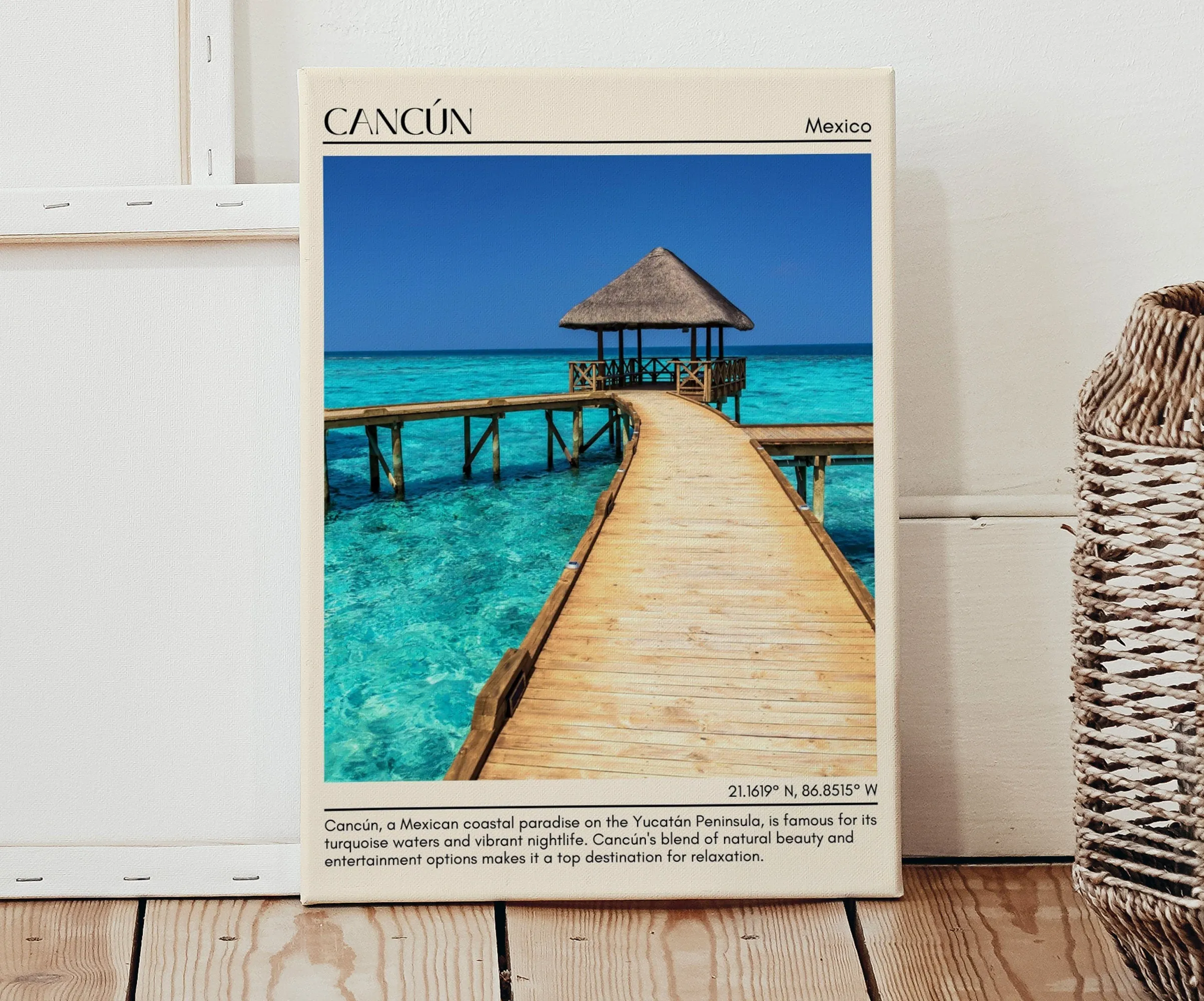 Cancún Minimal Wall Art, Mexico