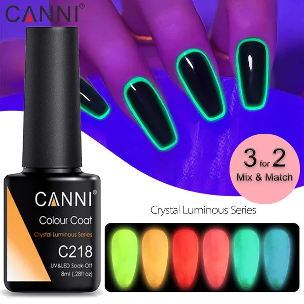 CANNI® Glow Crystal Luminous Series Nail Gel Polish Varnish Soak Off UV LED - 8ML