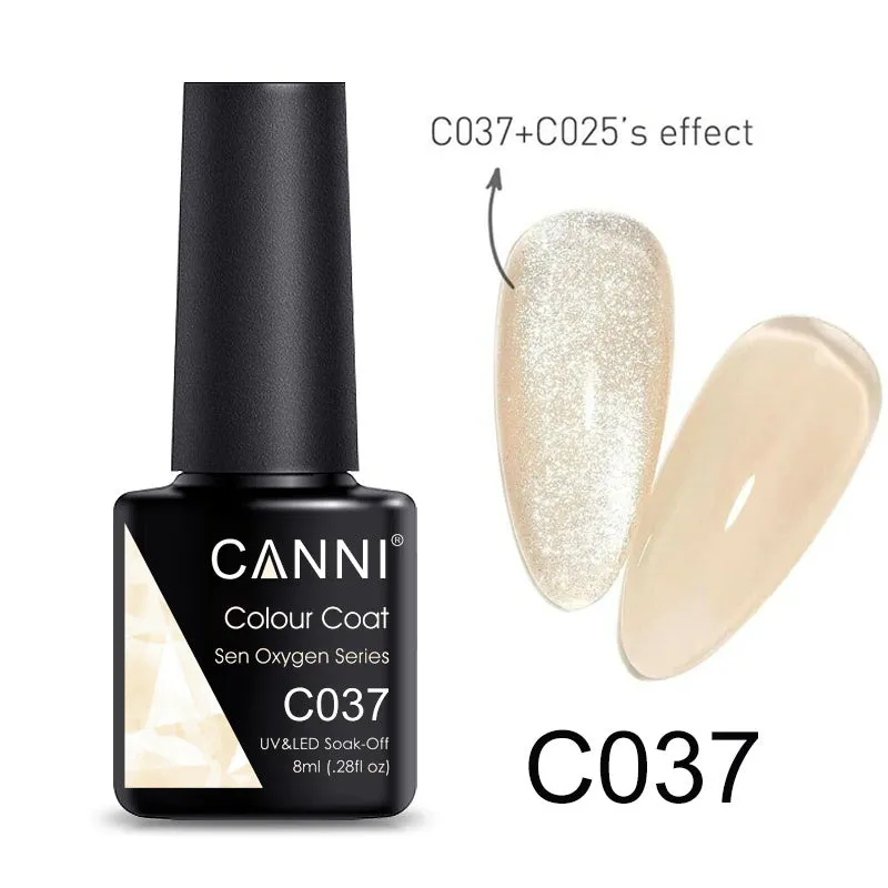 CANNI Luxury Lite UV / LED Nail Gel Varnish - 8ml (Shade C001 - C072)