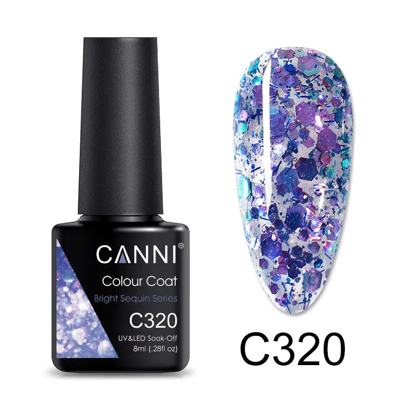 CANNI® Shimmer Bright Sequin Series Nail Gel Polish Varnish Soak Off UV LED - 8ML