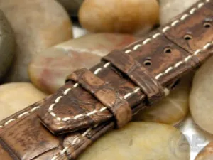 Capolavoro Vintage Olive Brown Alligator Leather Strap For Audemars Piguet Royal Oak