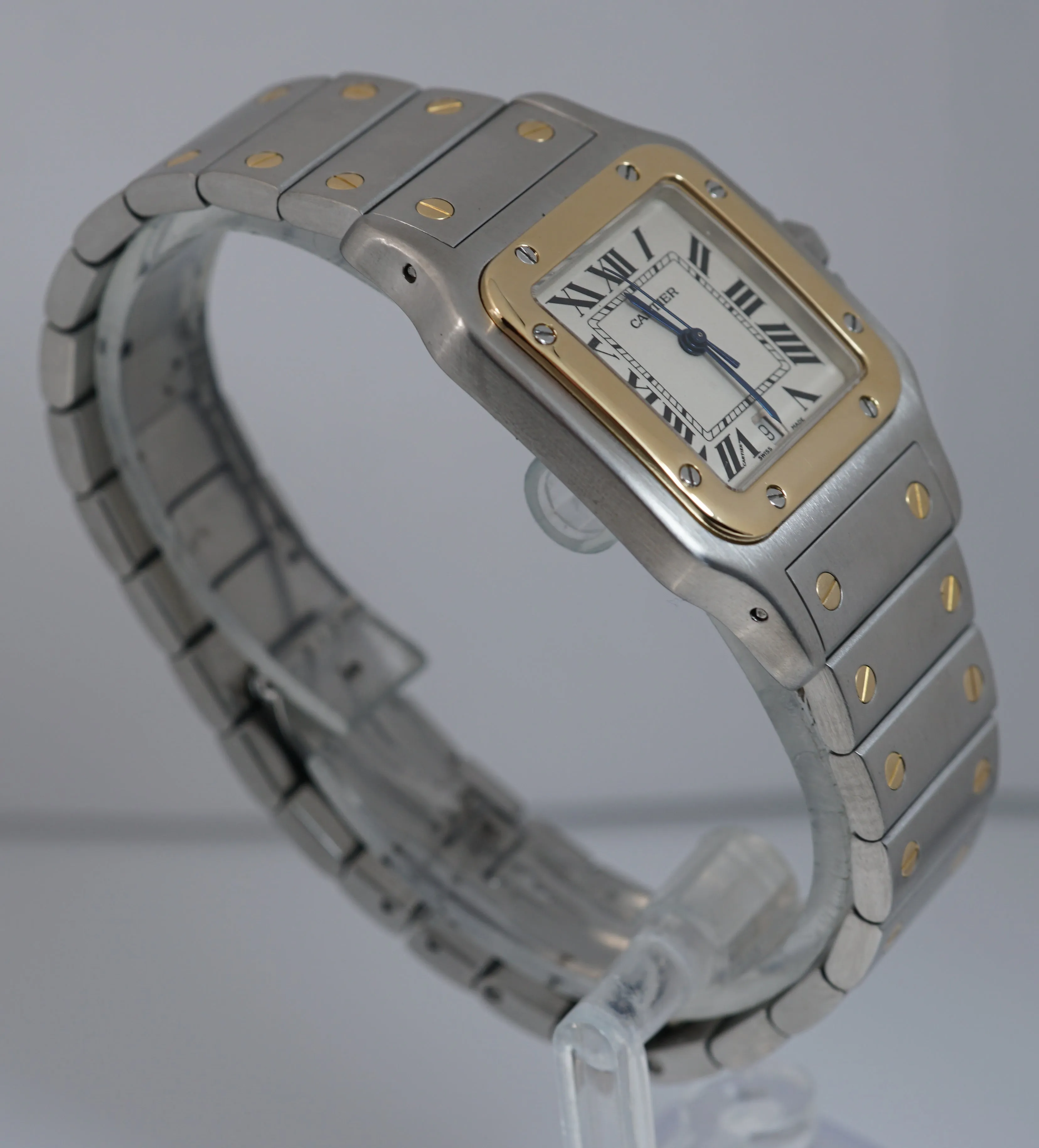Cartier Santos Galbee 1566 18k Gold Steel 29mm Roman Quartz Two-Tone Watch