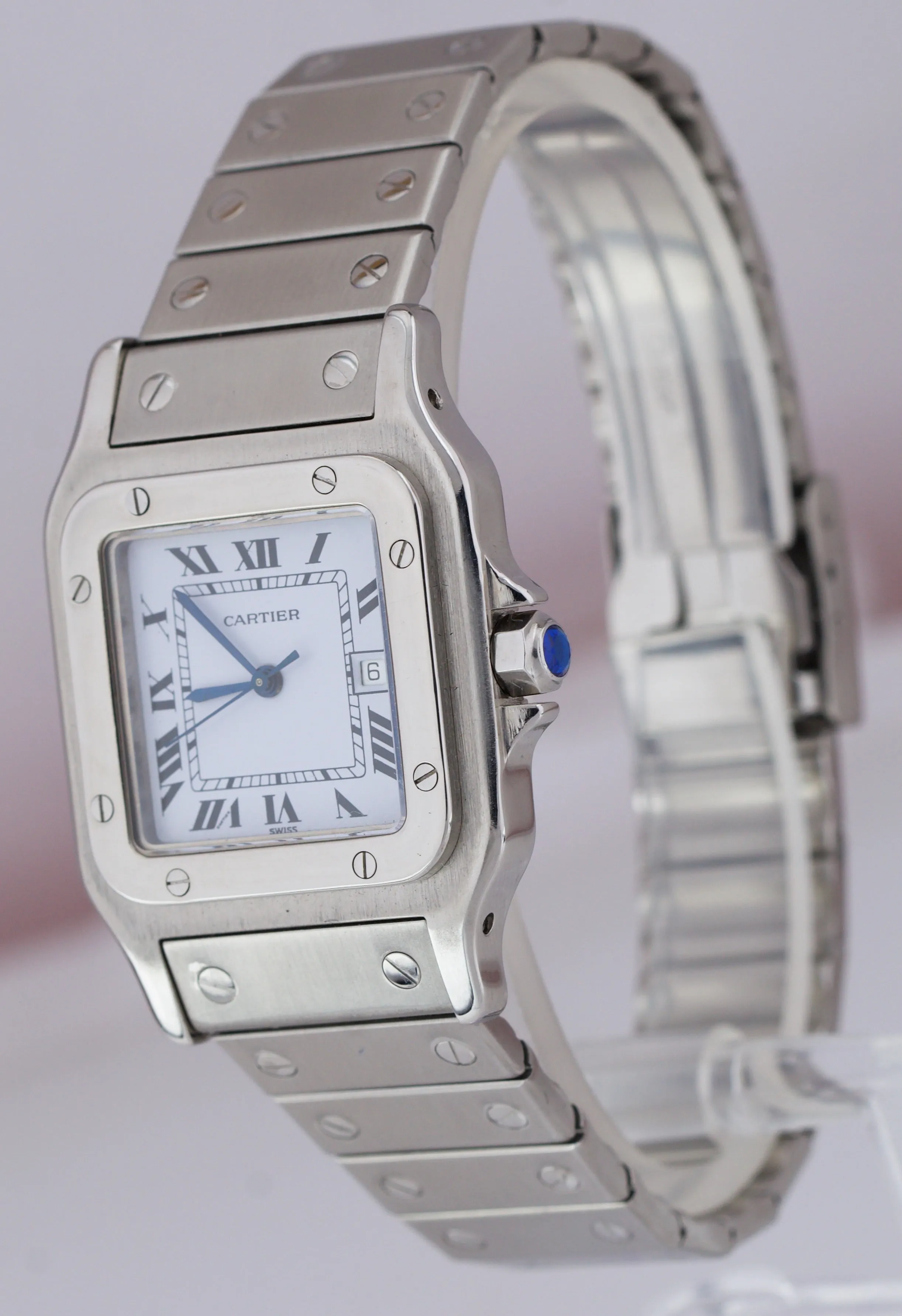 Cartier Santos Galbee 29mm Automatic Stainless Steel White Roman Watch 2319