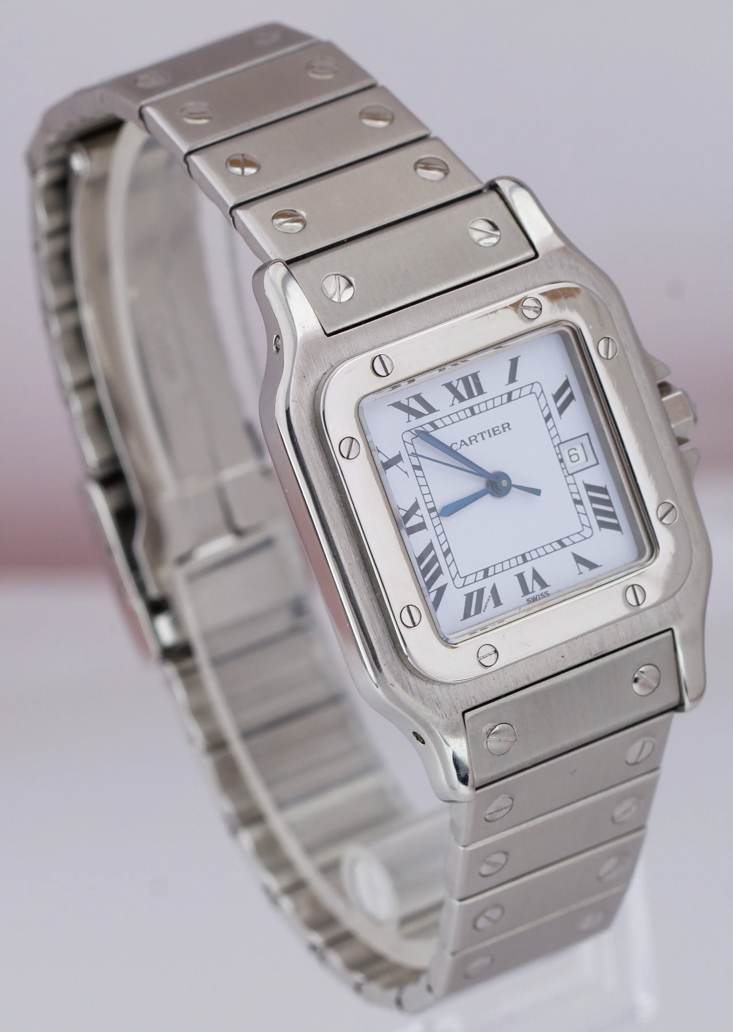 Cartier Santos Galbee 29mm Automatic Stainless Steel White Roman Watch 2319