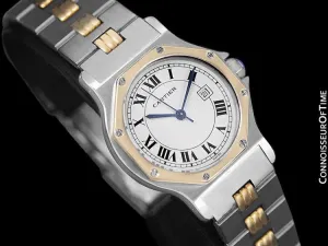 Cartier Santos Octagon Godron Mens Midsize Watch, Automatic - Stainless Steel & 18K Gold