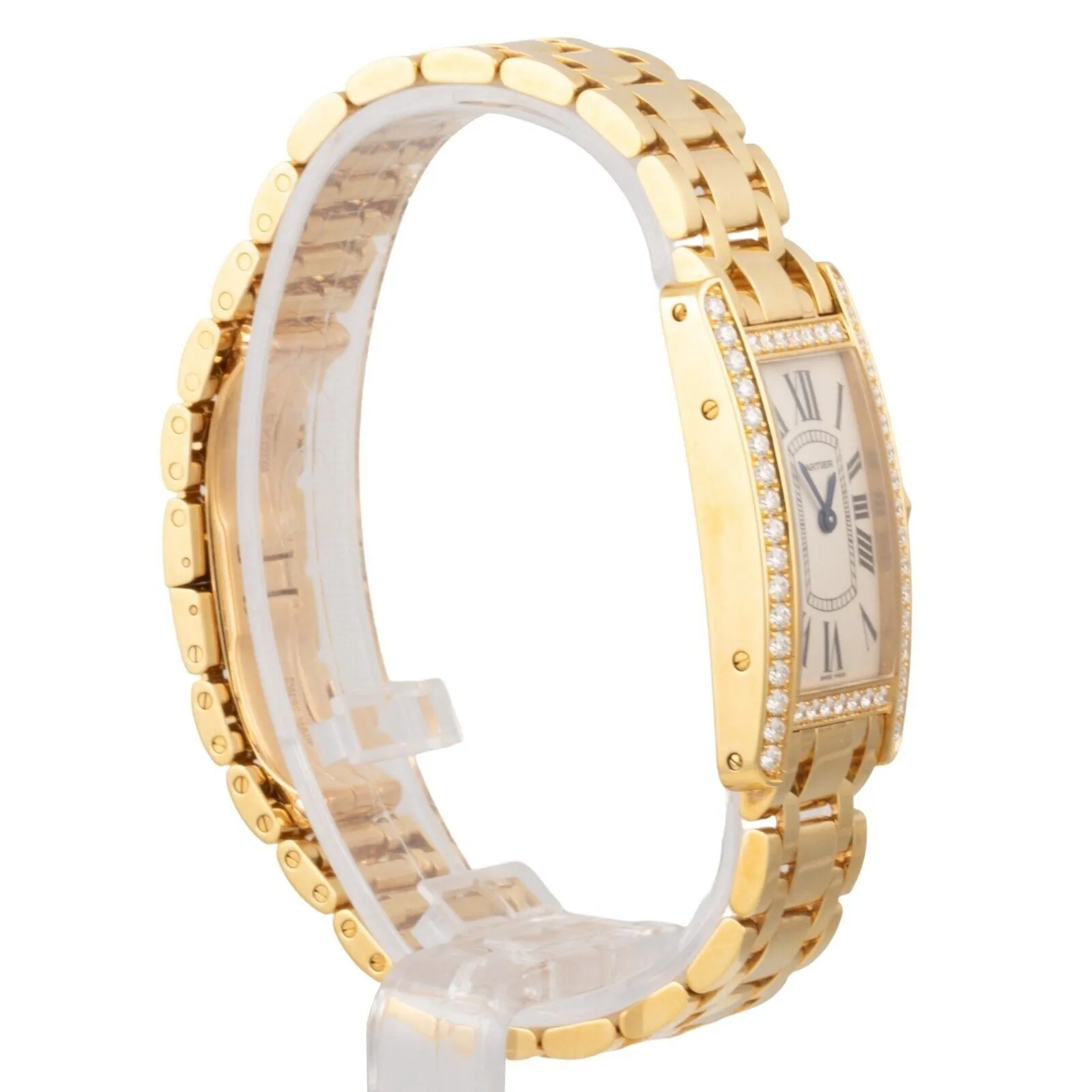 Cartier Tank Americaine 18k Gold Diamond Bezel 19mm WB7072K2 2482 BOX   CERT