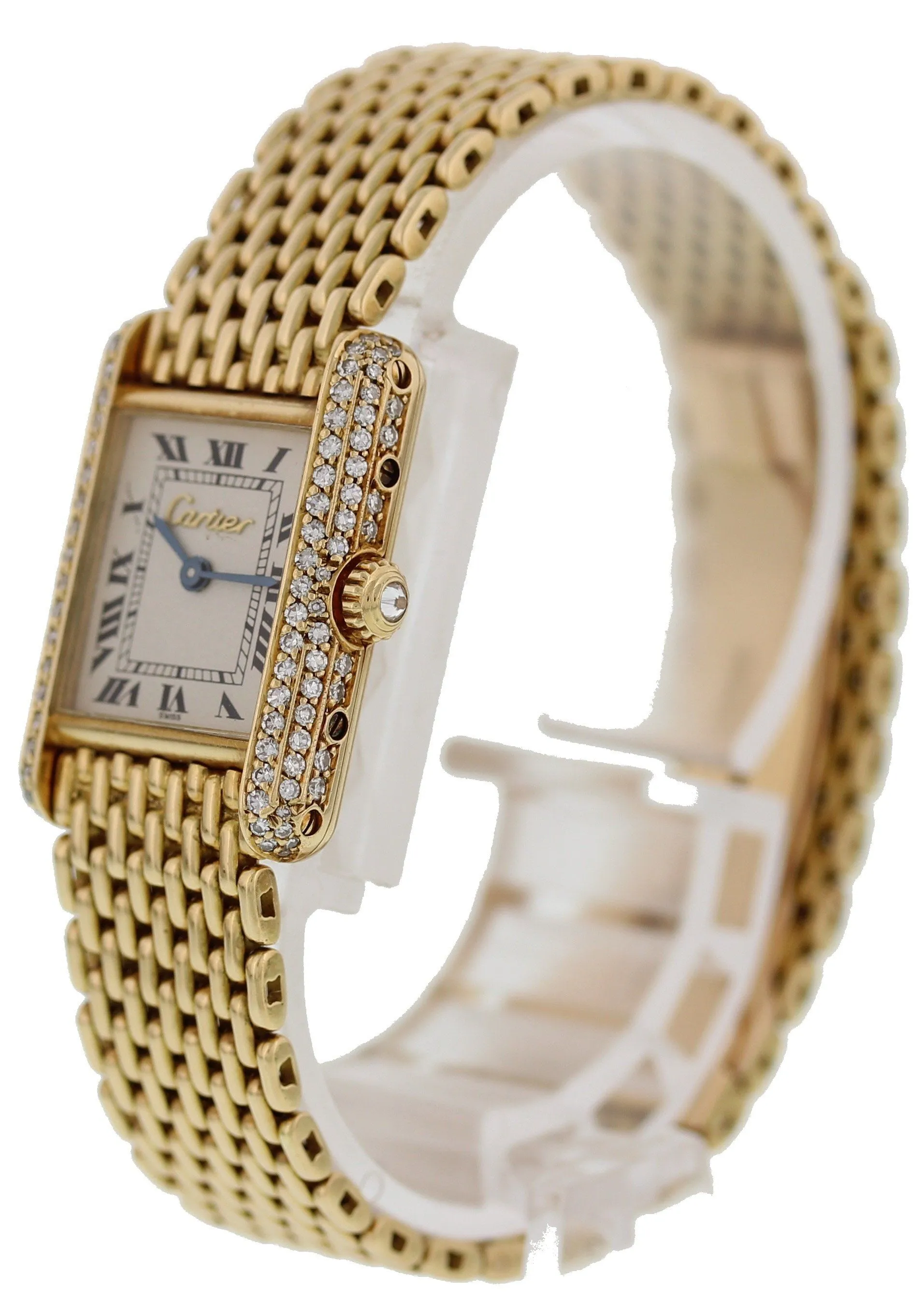 Cartier Tank Louis 18K Yellow Gold Factory Diamonds Box & Papers