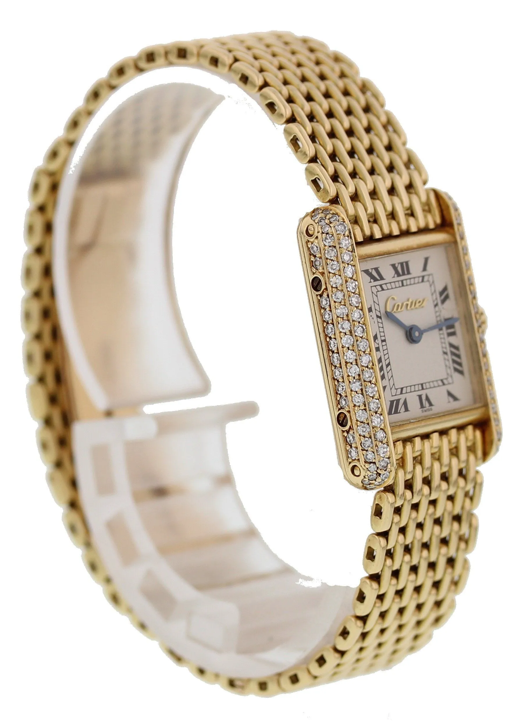 Cartier Tank Louis 18K Yellow Gold Factory Diamonds Box & Papers