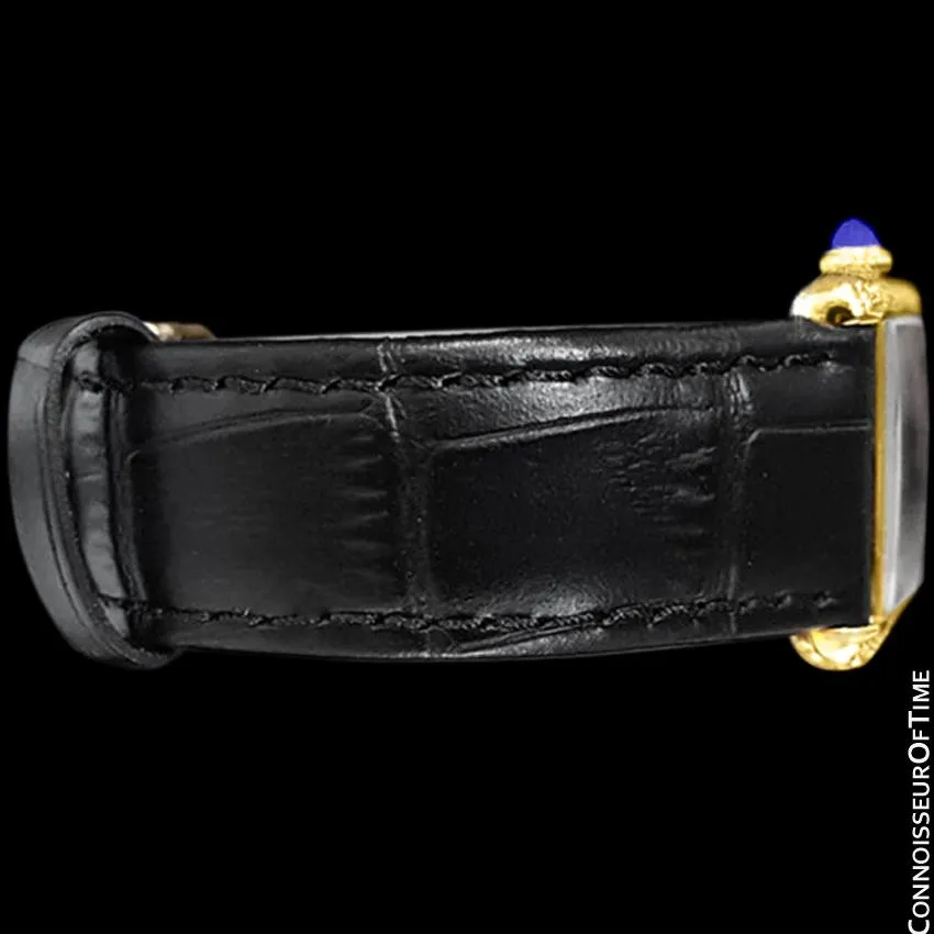 Cartier Vintage Mens Tank Mechanical Watch - Gold Vermeil, 18K Gold over Sterling Silver and Diamonds