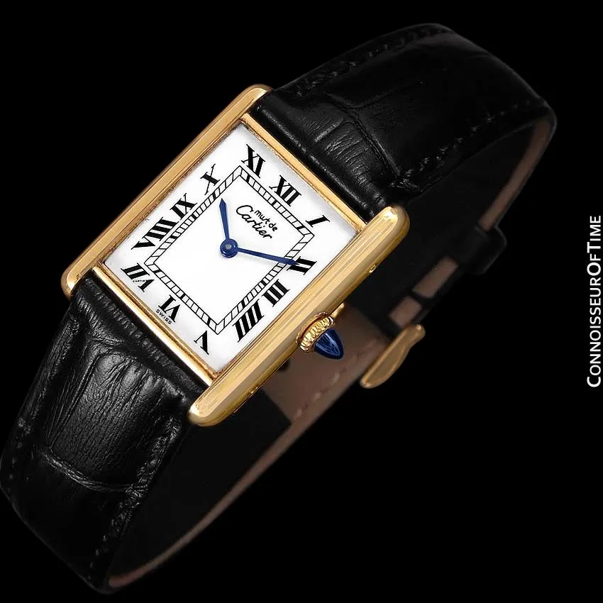 Cartier Vintage Mens Tank Mechanical Watch - Gold Vermeil, 18K Gold over Sterling Silver