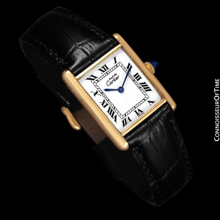 Cartier Vintage Mens Tank Mechanical Watch - Gold Vermeil, 18K Gold over Sterling Silver