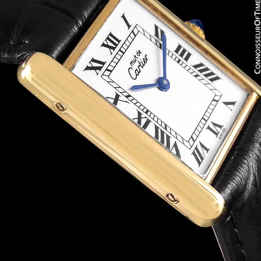 Cartier Vintage Mens Tank Mechanical Watch - Gold Vermeil, 18K Gold over Sterling Silver