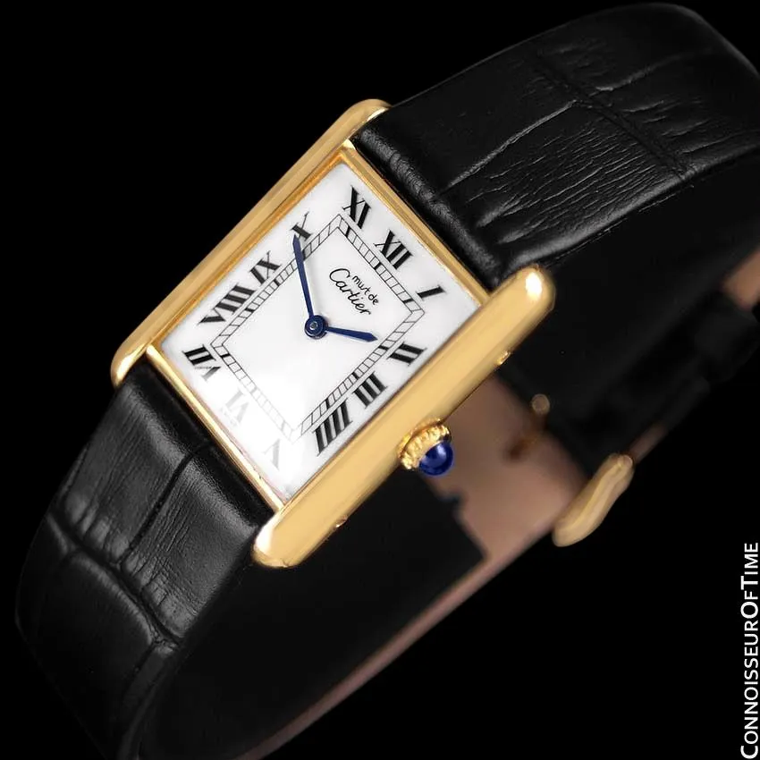 Cartier Vintage Mens Tank Mechanical Watch - Gold Vermeil, 18K Gold over Sterling Silver
