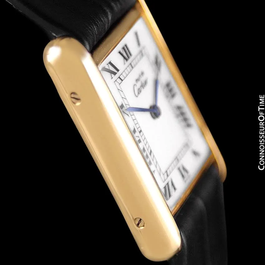 Cartier Vintage Mens Tank Mechanical Watch - Gold Vermeil, 18K Gold over Sterling Silver
