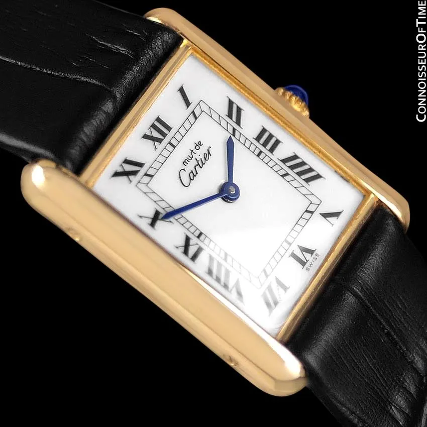 Cartier Vintage Mens Tank Mechanical Watch - Gold Vermeil, 18K Gold over Sterling Silver