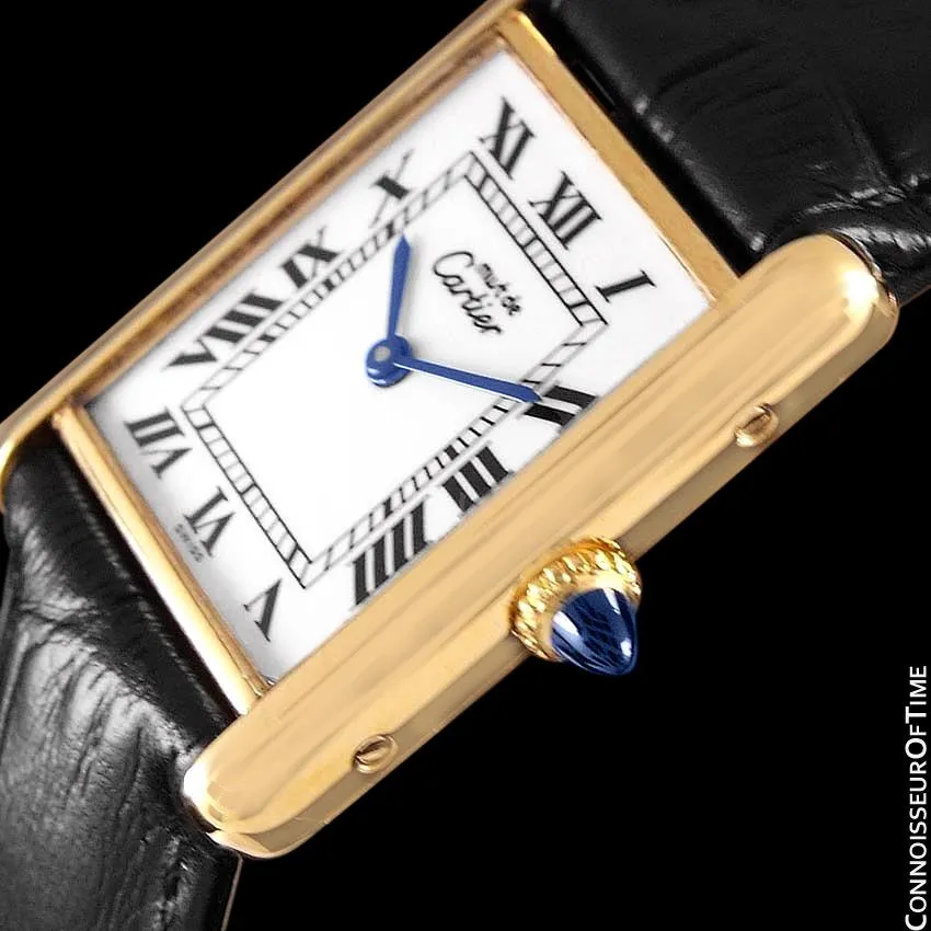 Cartier Vintage Mens Tank Mechanical Watch - Gold Vermeil, 18K Gold over Sterling Silver