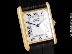 Cartier Vintage Mens Tank Mechanical Watch - Gold Vermeil, 18K Gold over Sterling Silver