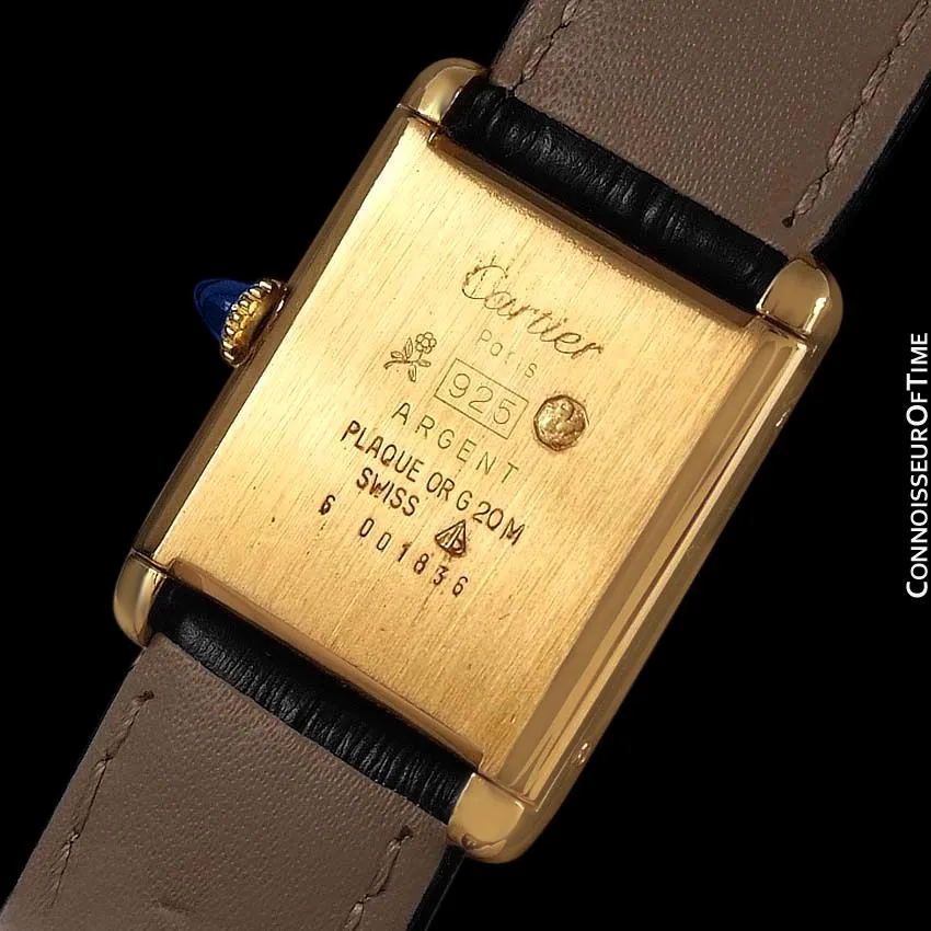 Cartier Vintage Mens Tank Mechanical Watch - Gold Vermeil, 18K Gold over Sterling Silver