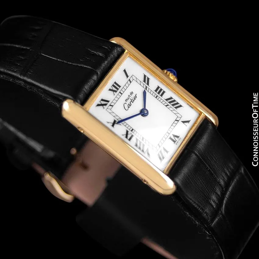 Cartier Vintage Mens Tank Mechanical Watch - Gold Vermeil, 18K Gold over Sterling Silver