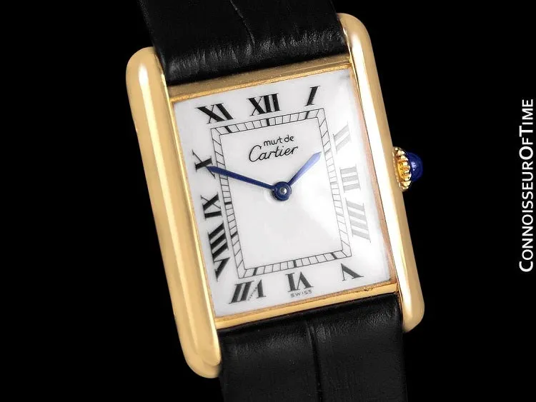 Cartier Vintage Mens Tank Mechanical Watch - Gold Vermeil, 18K Gold over Sterling Silver