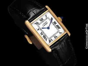 Cartier Vintage Mens Tank Mechanical Watch - Gold Vermeil, 18K Gold over Sterling Silver