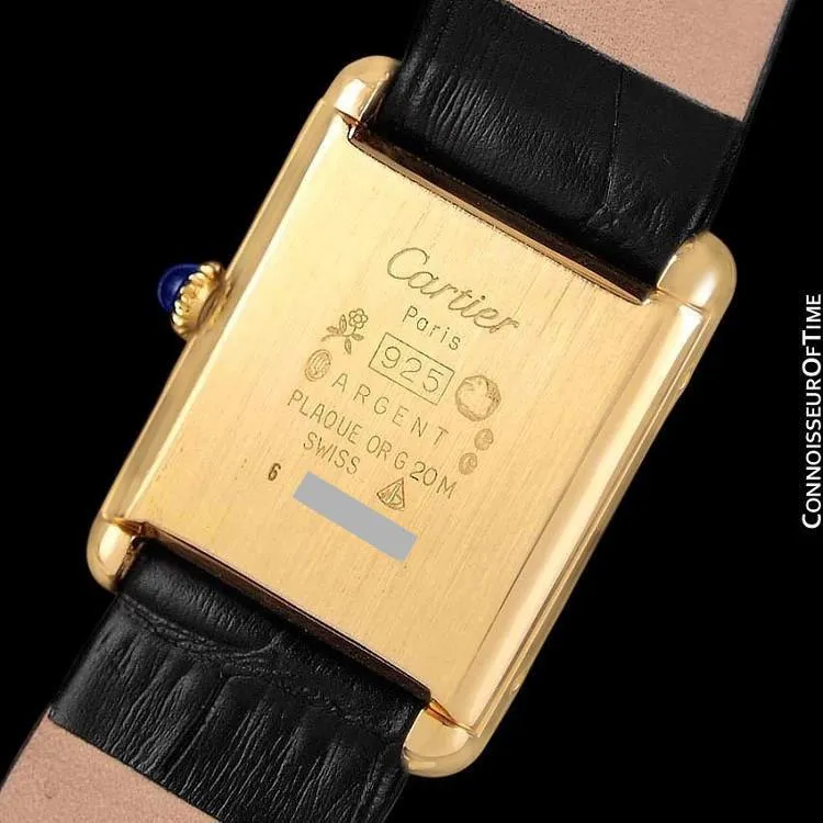 Cartier Vintage Mens Tank Mechanical Watch - Gold Vermeil, 18K Gold over Sterling Silver