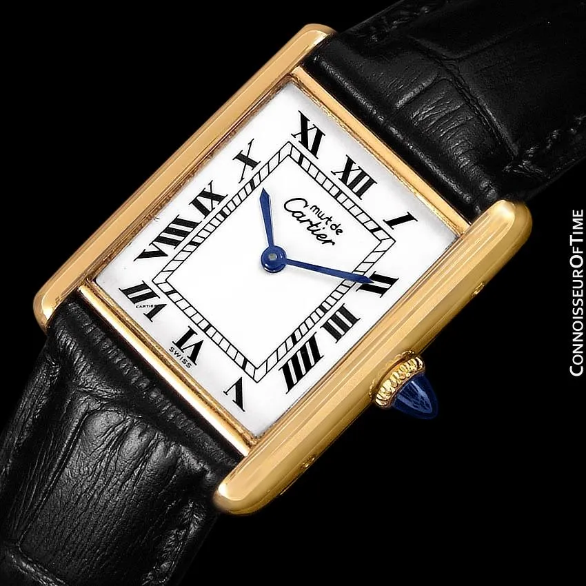 Cartier Vintage Mens Tank Mechanical Watch - Gold Vermeil, 18K Gold over Sterling Silver