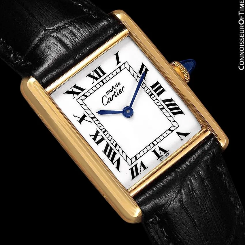 Cartier Vintage Mens Tank Mechanical Watch - Gold Vermeil, 18K Gold over Sterling Silver