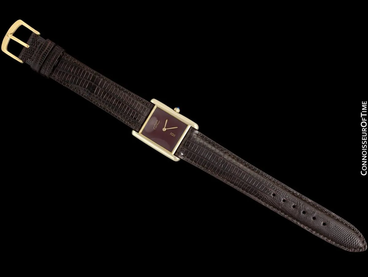 Cartier Vintage Mens Tank Quartz Watch - Gold Vermeil, 18K Gold over Sterling Silver