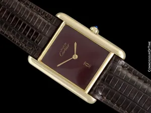 Cartier Vintage Mens Tank Quartz Watch - Gold Vermeil, 18K Gold over Sterling Silver
