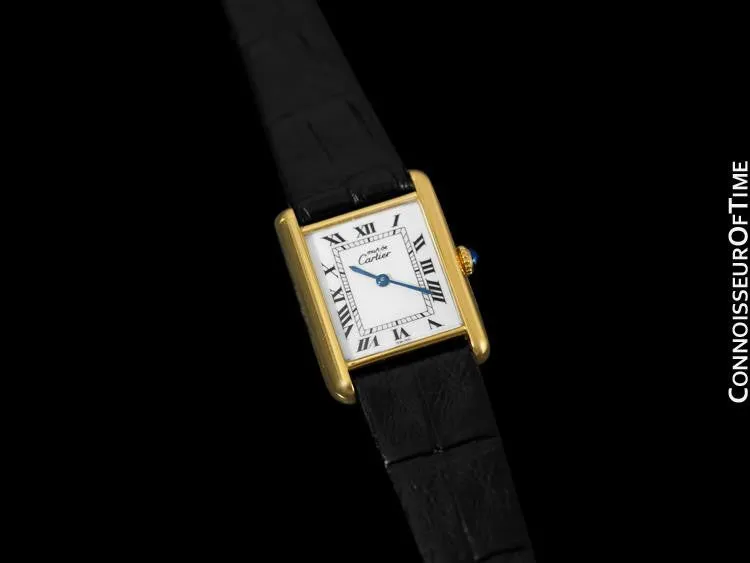 Cartier Vintage Mens Tank Quartz Watch - Gold Vermeil, 18K Gold over Sterling Silver