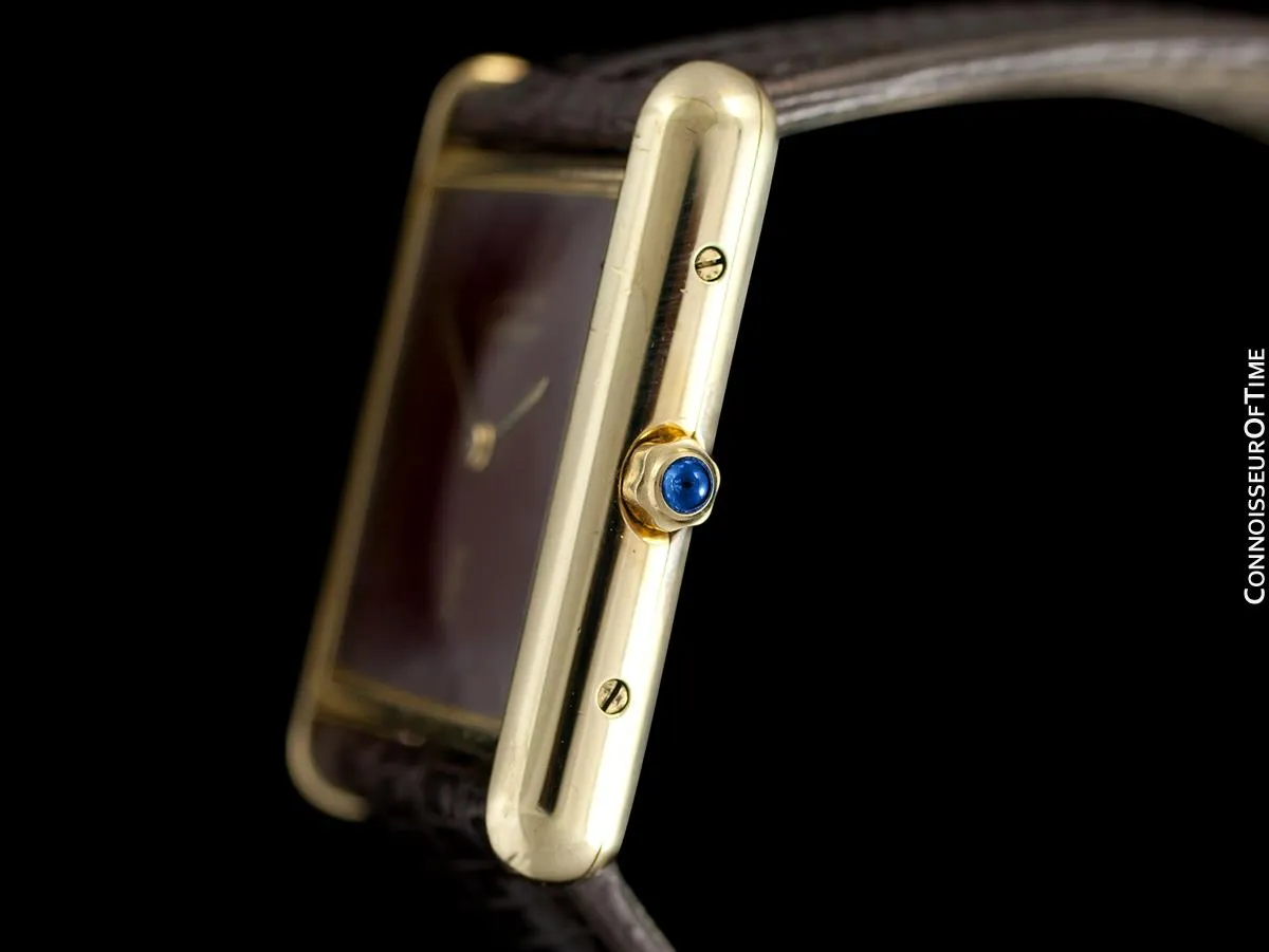 Cartier Vintage Mens Tank Quartz Watch - Gold Vermeil, 18K Gold over Sterling Silver