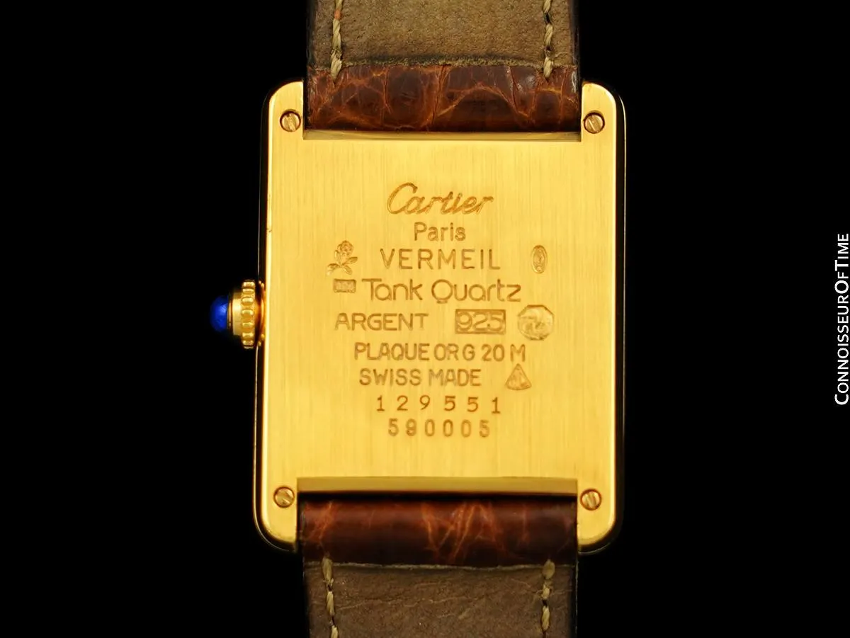 Cartier Vintage Mens Tank Watch - Gold Vermeil, 18K Gold over Sterling Silver