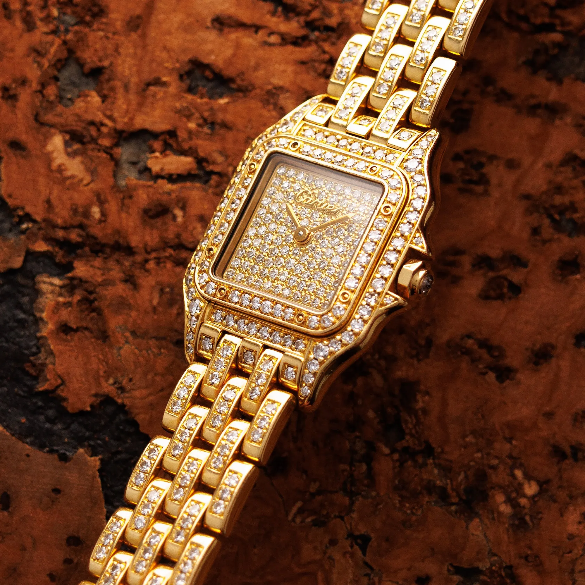 Cartier Yellow Gold Panthere Diamond Watch Ref. WF3078FF