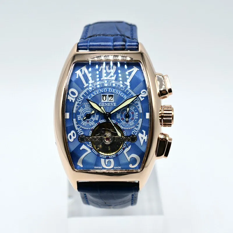 CASENO traditional Tourbillon style watch in Tonneau shape 40mm