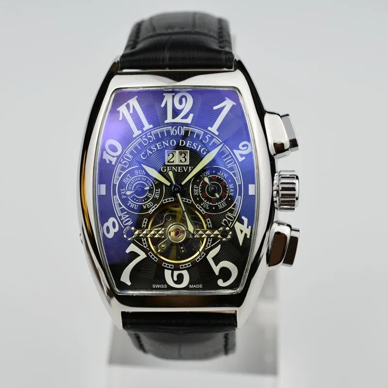 CASENO traditional Tourbillon style watch in Tonneau shape 40mm