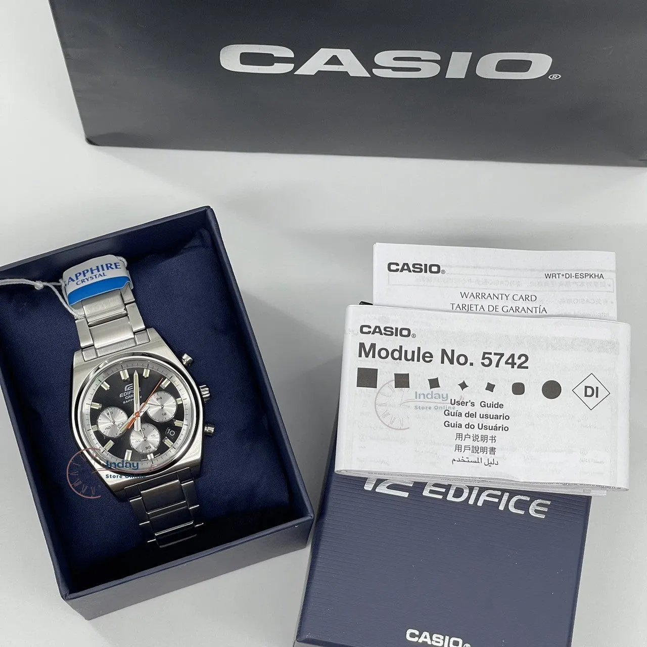 Casio Edifice Men's Watch EFB-730D-1A Stainless Steel Band Solid Band Sapphire Crystal