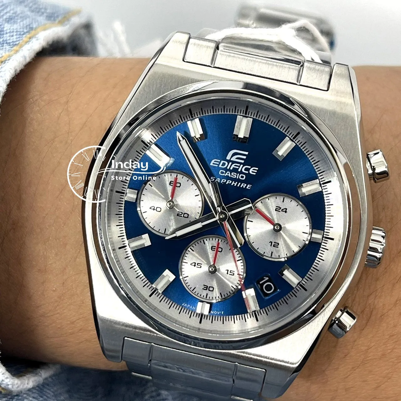 Casio Edifice Men's Watch EFB-730D-2A Stainless Steel Band Solid Band Sapphire Crystal