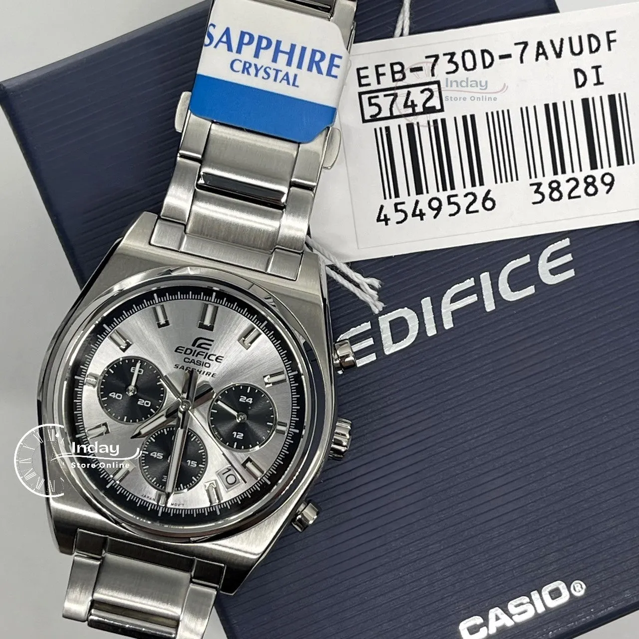 Casio Edifice Men's Watch EFB-730D-7A Stainless Steel Band Solid Band Sapphire Crystal