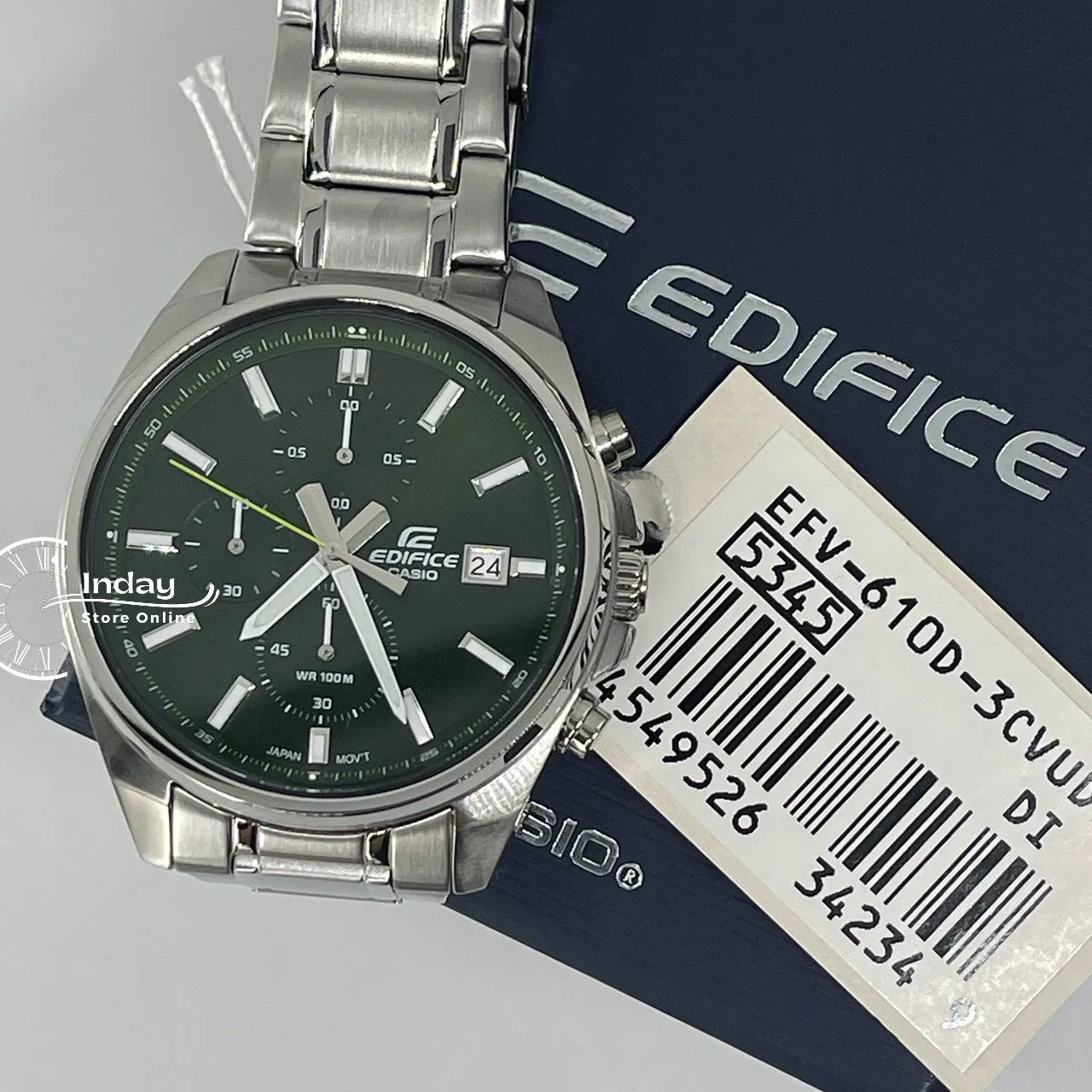 Casio Edifice Men's Watch EFV-610D-3C Standard Chronograph Stainless Steel Band Mineral Glass