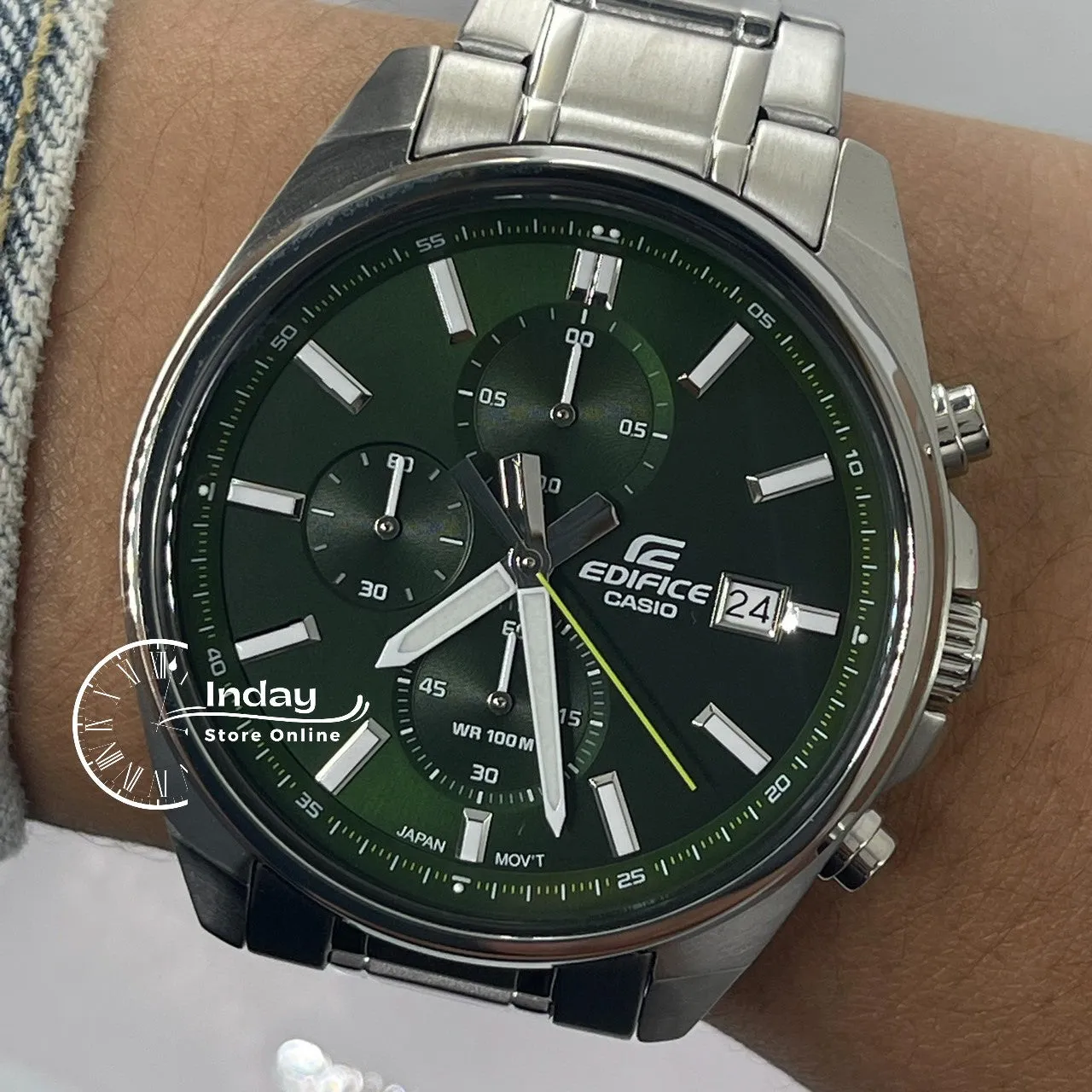 Casio Edifice Men's Watch EFV-610D-3C Standard Chronograph Stainless Steel Band Mineral Glass