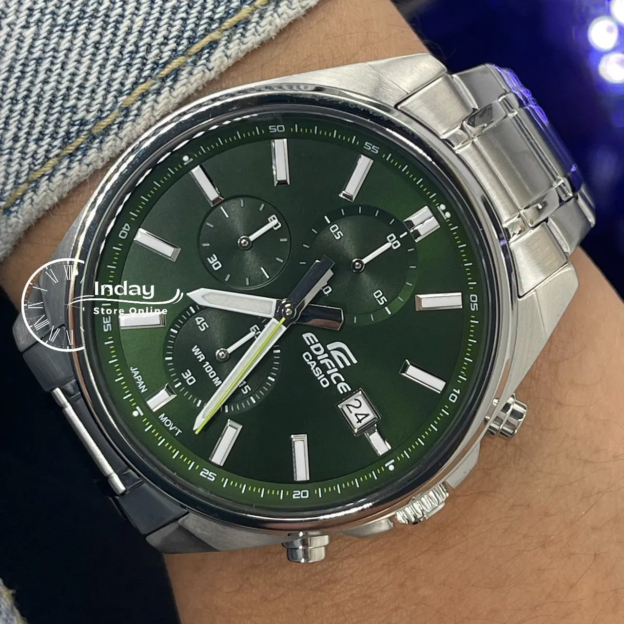 Casio Edifice Men's Watch EFV-610D-3C Standard Chronograph Stainless Steel Band Mineral Glass