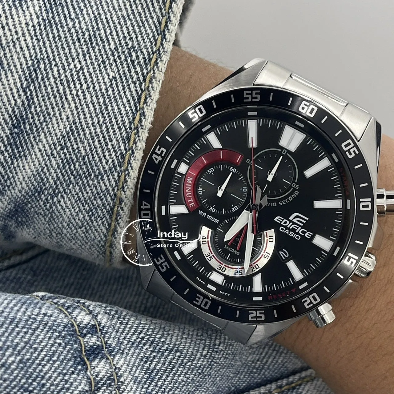 Casio Edifice Men's Watch EFV-620D-1A4 Chronograph Stainless Steel Band Mineral Glass