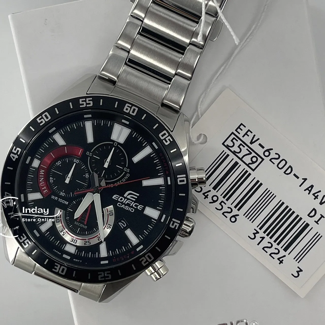 Casio Edifice Men's Watch EFV-620D-1A4 Chronograph Stainless Steel Band Mineral Glass
