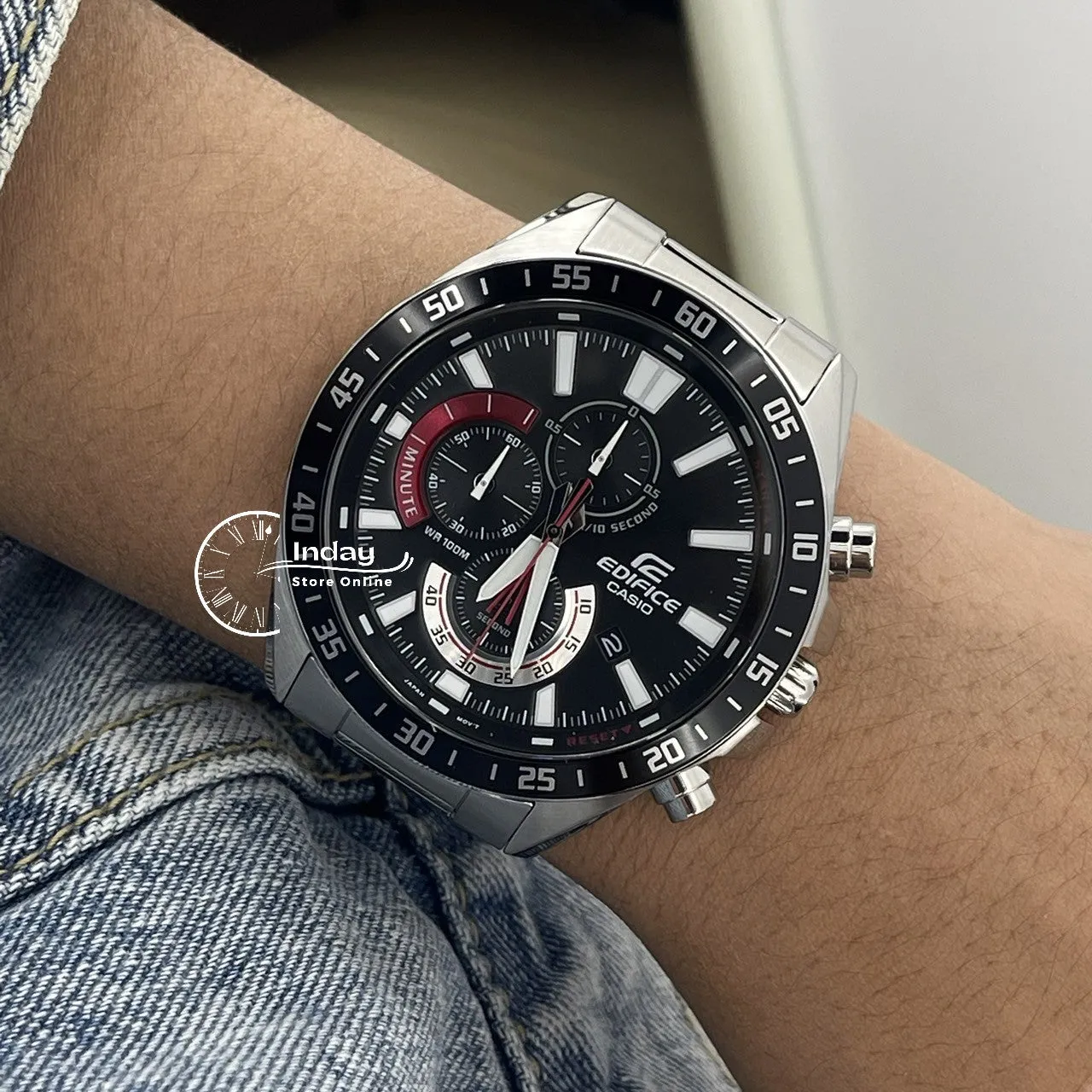 Casio Edifice Men's Watch EFV-620D-1A4 Chronograph Stainless Steel Band Mineral Glass