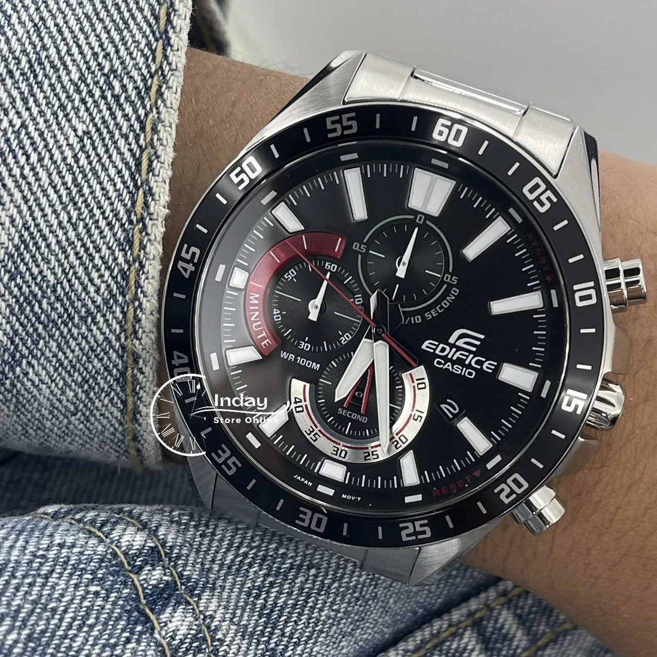 Casio Edifice Men's Watch EFV-620D-1A4 Chronograph Stainless Steel Band Mineral Glass