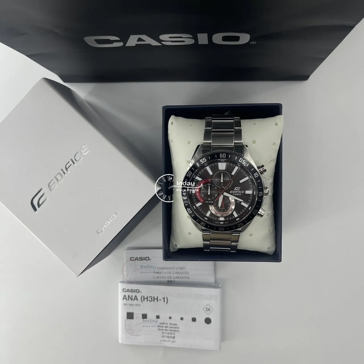 Casio Edifice Men's Watch EFV-620D-1A4 Chronograph Stainless Steel Band Mineral Glass