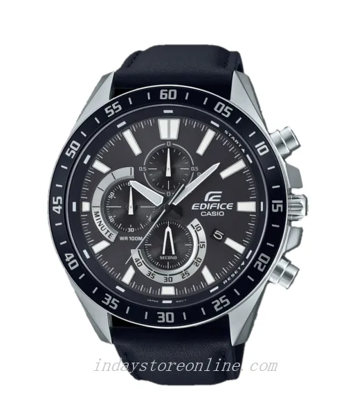 Casio Edifice Men's Watch EFV-620L-1A Standard Chronograph Genuine Leather Band